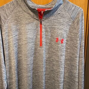 Under Armour Gray Heather 1/4 Zip Pullover with Red Accents